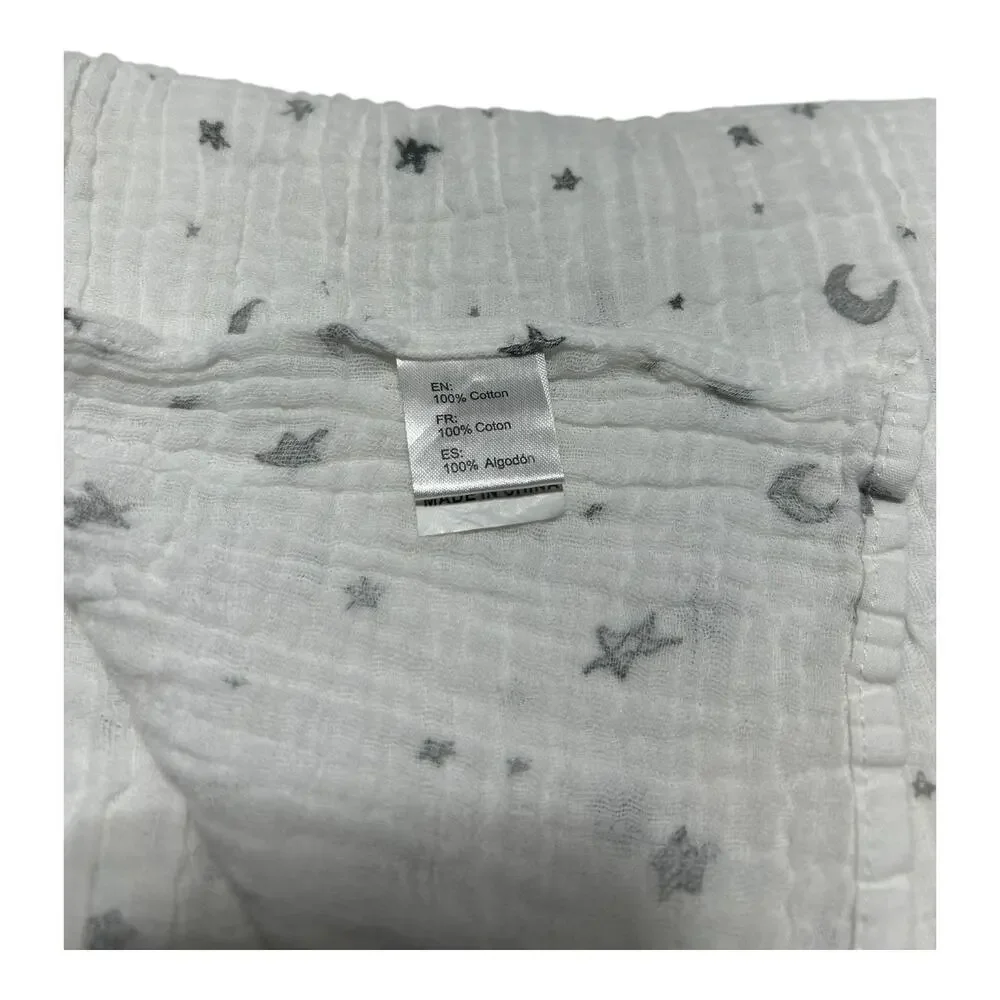 TL Care American Baby Company White Gray Moon Stars Muslin Swaddle Blanket 2018